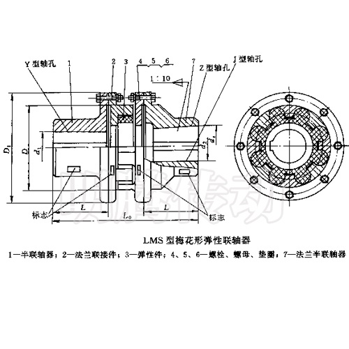 LMS型雙法蘭梅花形聯軸器圖紙