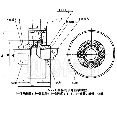 LMZ-I型帶制動輪梅花形聯軸器圖紙