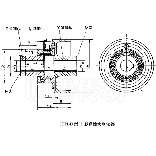 HTLD型彈性塊聯軸器圖紙