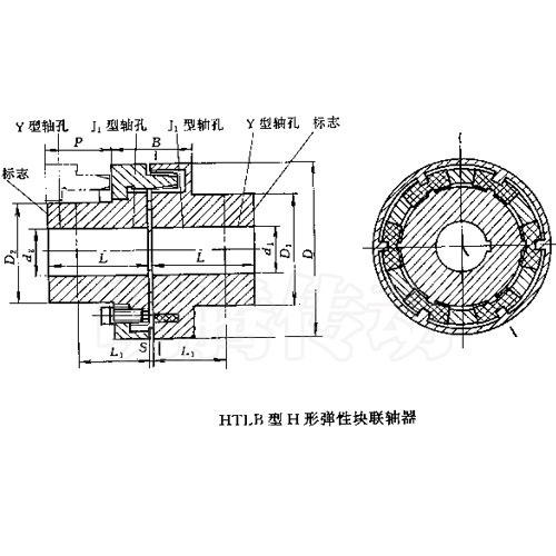 HTLB型彈性塊聯軸器圖紙